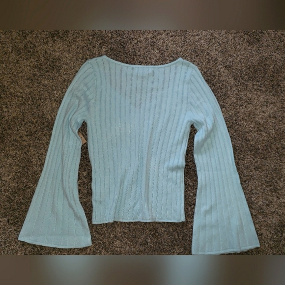 Sofia Jeans| Knit Deep V-neck Ribbed Bell Sleeve Top - Picture 7 of 7